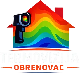 Termovizija Obrenovac – logo sa termovizijskom kamerom i konturom kuće